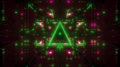 Glowing wireframe trangle with nice reflection background wallpaper 3d Stock-Illustration