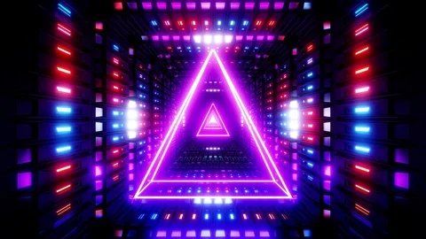Glowing wireframe triangle with metal shining background 3d illustration vj loop Stock Footage 113759898