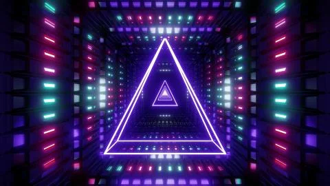 Glowing wireframe triangle with metal shining background 3d illustration Ilustración de archivo