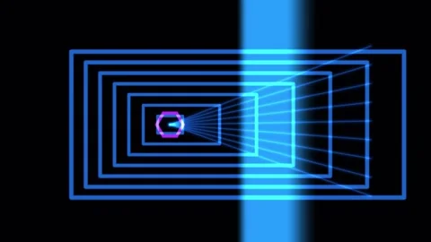 Glowing wireframe tunnel perspective background for vj loop Stock Footage 341818432