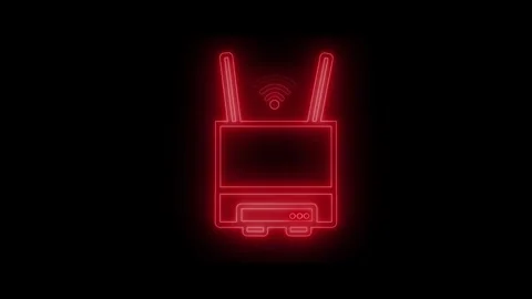 Glowing wireless router icon on a black background with a simple neon outli.. Stock Footage 337080799