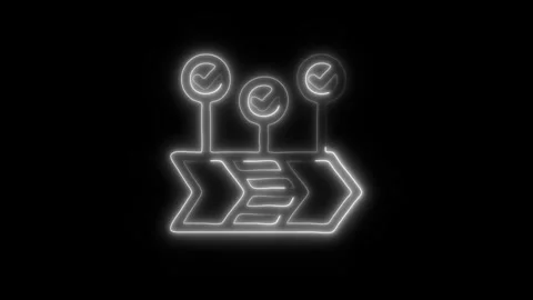 Glowing Workflow Icon in HD Video Neon Animation Stock Footage 304555070