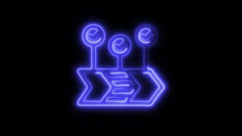Glowing Workflow Icon in HD Video Neon Animation Stock Footage 304555076