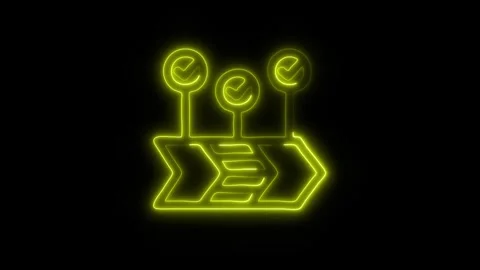 Glowing Workflow Icon in HD Video Neon Animation Vídeo Stock 304555077