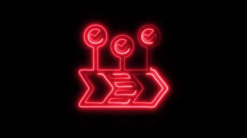 Glowing Workflow Icon in HD Video Neon Animation Vídeo Stock 304555080