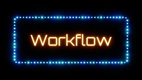 Glowing workflow sign in flashing frame, 3D render. Workflow background, dotted Stock Footage 332175744