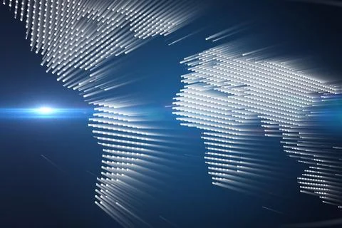 Glowing world map on black background Illustrazione stock
