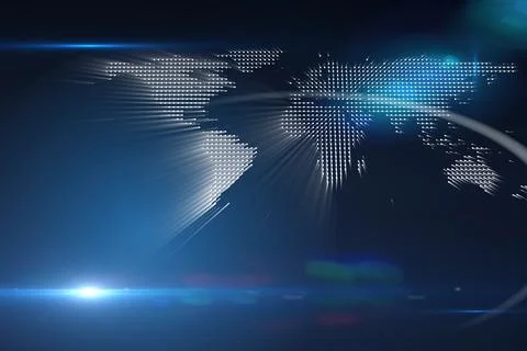 Glowing world map on black background 库存插图