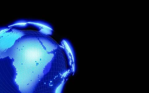 Glowing world map, celular, honeycomb, hexagonal, science, technology, HUD .. Stock Illustration