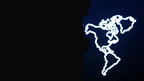 Glowing World Map Disappearing Animation. and 4k technolgy loop animation Stock Footage 304943626