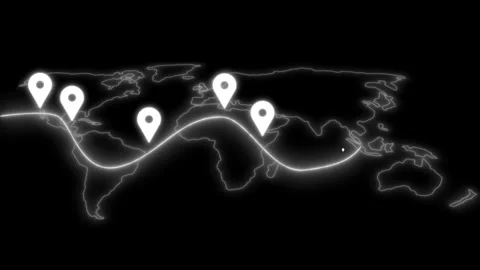 Glowing world map with location markers animation 動画素材 325261731