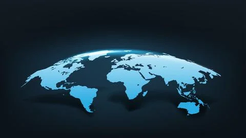 Glowing world map. Vector 3d illustration Stock Illustration