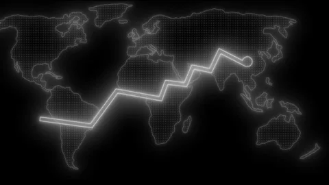 Glowing World Map with Zigzag Line Graph Animation Stock Footage 316709852
