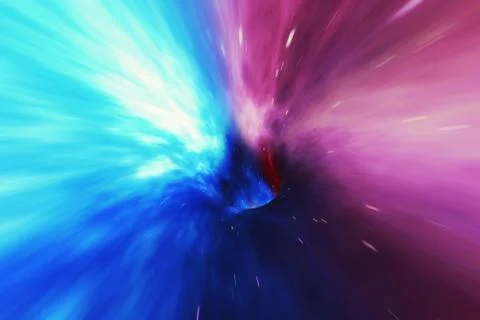 Glowing wormhole in space, interstellar warp, traveling trough space and time Stock Illustration