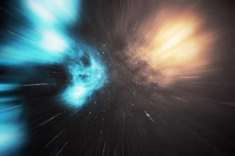 Glowing wormhole in space, interstellar warp, traveling trough space and time Stock Illustration