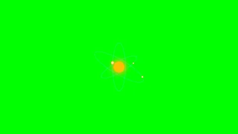 A glowing yellow atomic structure isolated on a solid green background Video stock 341839125
