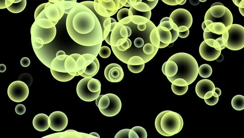 Glowing Yellow Bubbles Floating on Black Background Video stock 317564358