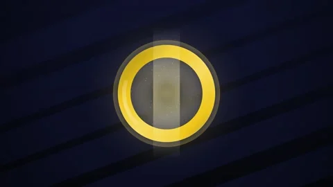 Glowing Yellow Circle Pulsates on Dark Blue Background Stock Footage 326992990