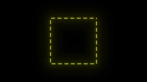 Glowing yellow dashed square frame on black background 库存影片 345639827