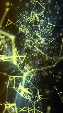 Glowing yellow digital plexus network and cyber connection data background Stock Illustration