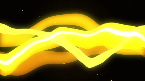 Glowing yellow energy wave motion graphic loop with glowing particles Stock Footage 346738449