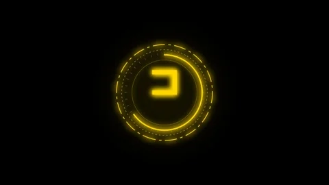 Glowing yellow futuristic hud countdown timer five to zero. 4K Stock-Footage 340514740