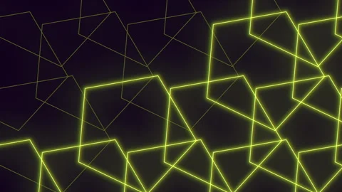 Glowing yellow geometric pattern of triangles and rectangles Stock Footage 300786206