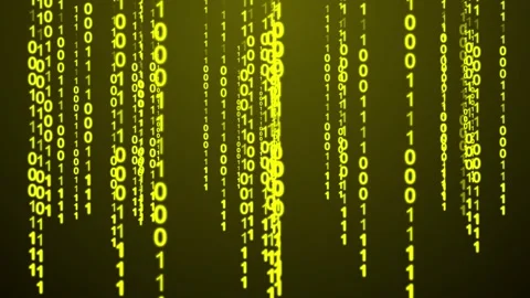 Glowing Yellow Golden Binary Code Data Stream Stock Footage 320028494