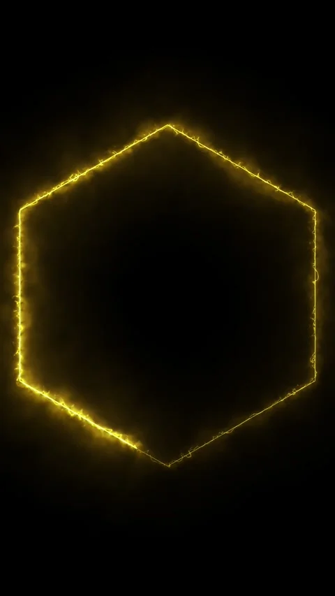 Glowing yellow hexagon frame abstract motion loop for digital background. Vidéo 337710562