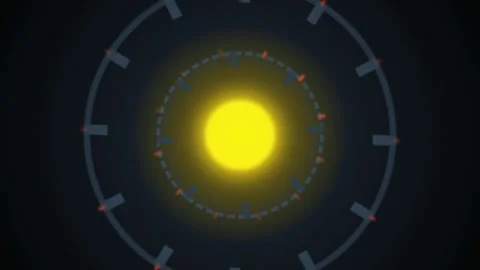 Glowing yellow HUD sphere rotating seamless loop motion background Stock Footage 344971779