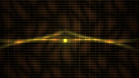 Glowing yellow light beams on dark background with grid pattern. Stockbeeldmateriaal 336701353