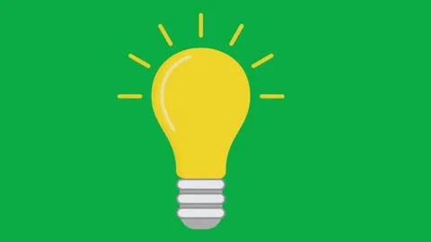 Glowing yellow light bulb animation on green screen for creative idea concept Stock Footage 332067217