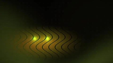 Glowing yellow light on dark background with wavy lines. Stock Footage 337473629