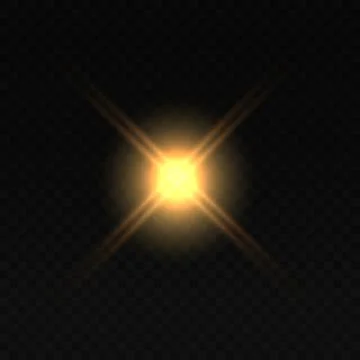 Glowing yellow light effect. Projrctor or car rays. realistic shiny star Stock Illustration