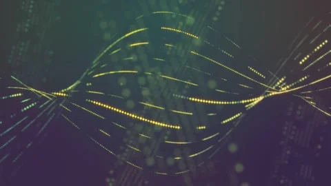 Glowing yellow light lines moving with bubbles Stock Footage 257689556