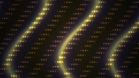 Glowing yellow lights on dark background with binary code. Stockbeeldmateriaal 335960792