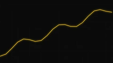 A glowing yellow line graph showing an upward trend against a black backgroun Vídeo Stock 336263299