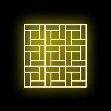 Glowing yellow neon geometric grid pattern background 스톡 일러스트