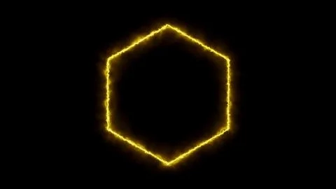 Glowing yellow neon hexagon frame light Stock Illustration