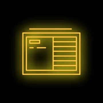 Glowing yellow neon icon of a split air conditioner hanging on a wall Stock Illustration