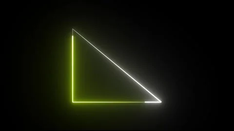 Glowing yellow neon light line loop triangle animation. Neon light triangle.. Stock Footage 291943005