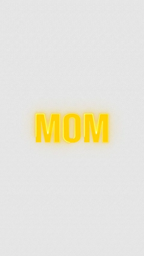 Glowing Yellow Neon MOM Text Animation - Vertical Mother's Day Video Loop Stock Footage 333653568