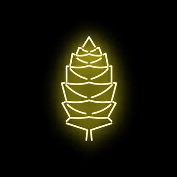Glowing yellow neon pine cone christmas symbol Stock Illustration