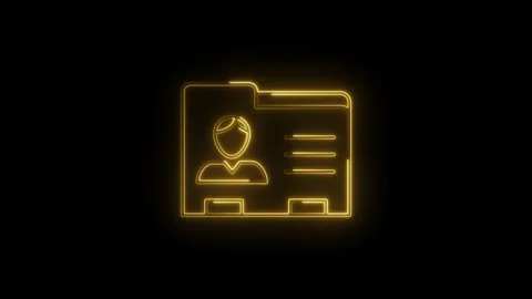 Glowing Yellow Neon Profile Folder Icon Animation Isolated on Black Backgro.. Stock Footage 315495542