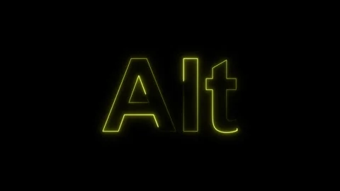 Glowing Yellow Neon Text Alt on animated Black Background keyboard computer Stock Footage 337364979