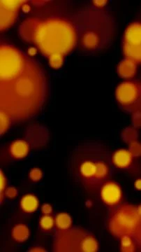 Glowing yellow particles float across a dark background in a vibrant bokeh-.. Stock Illustration