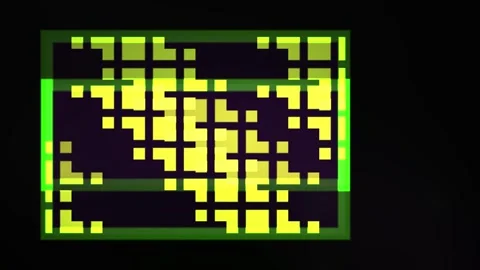 Glowing Yellow Pixel Art Display. Stock Footage 335112107