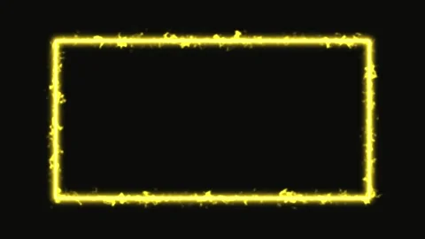 Glowing yellow rectangular frame with a black background video Stock Footage 328130609