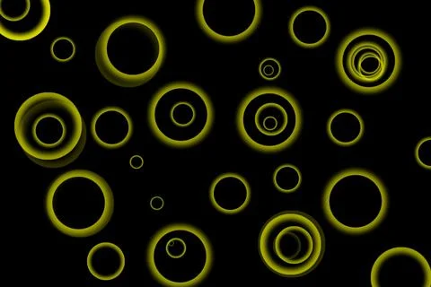 Glowing Yellow Rings on Black Background Stock-Illustration