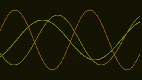 Glowing yellow sine wave abstract data analysis signal on deep black backgrou 库存影片 341057416